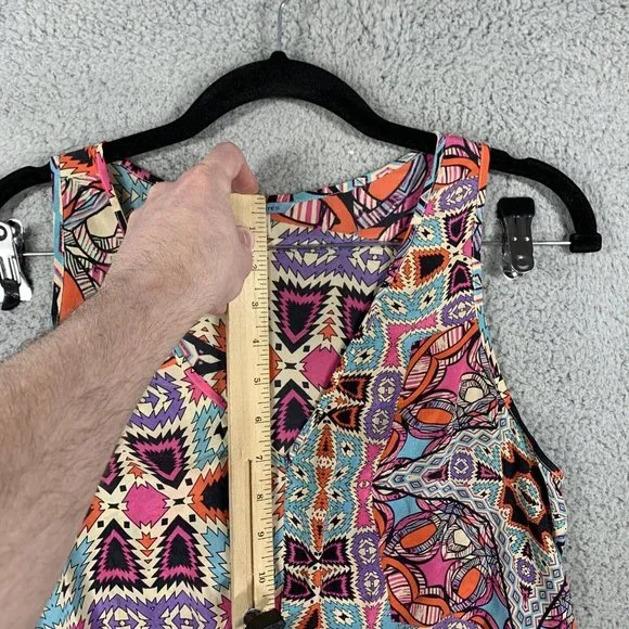 ANTHROPOLOGIE LEIFNOTES GLASS TILES  MULTI COLOR AZTEC PRINT SILK TOP SZ 6 - Picture 5 of 9